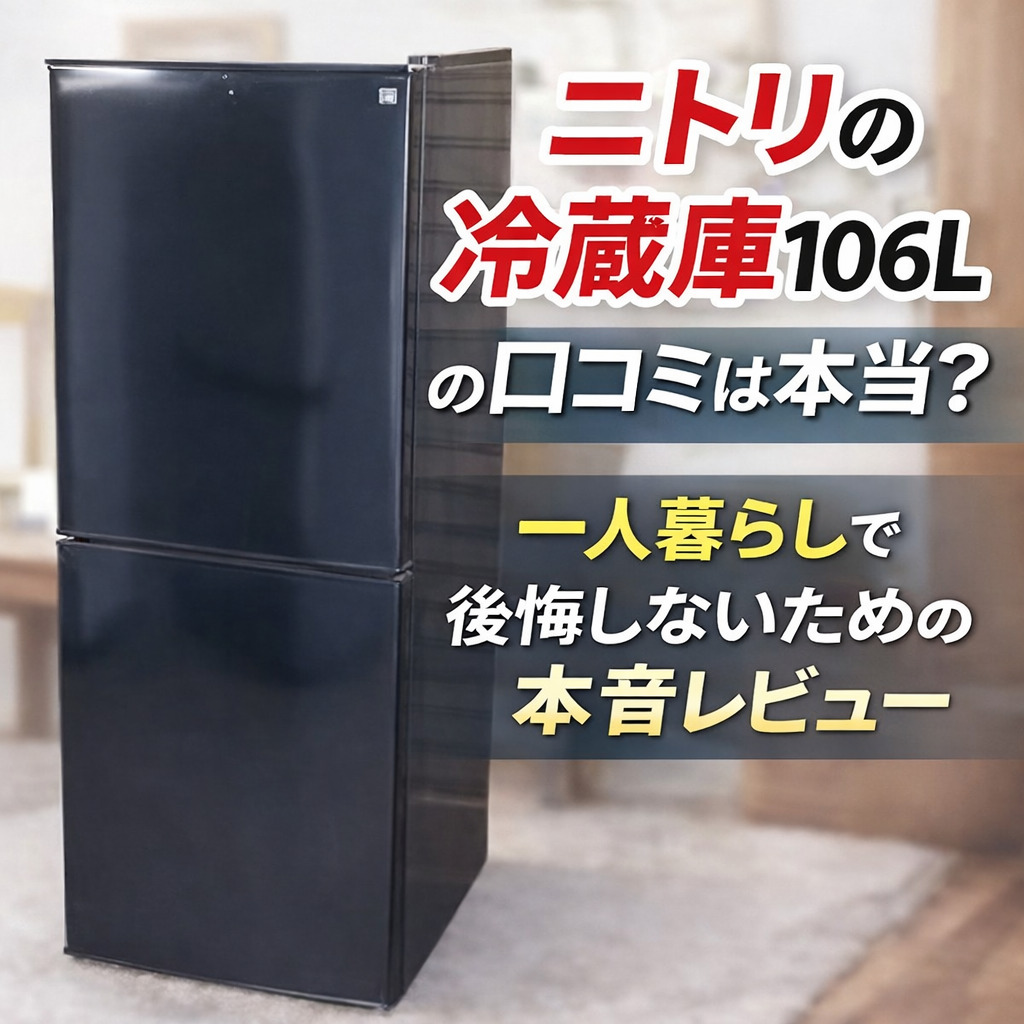 ニトリの冷蔵庫106Lの口コミは本当？一人暮らしで後悔しないための本音