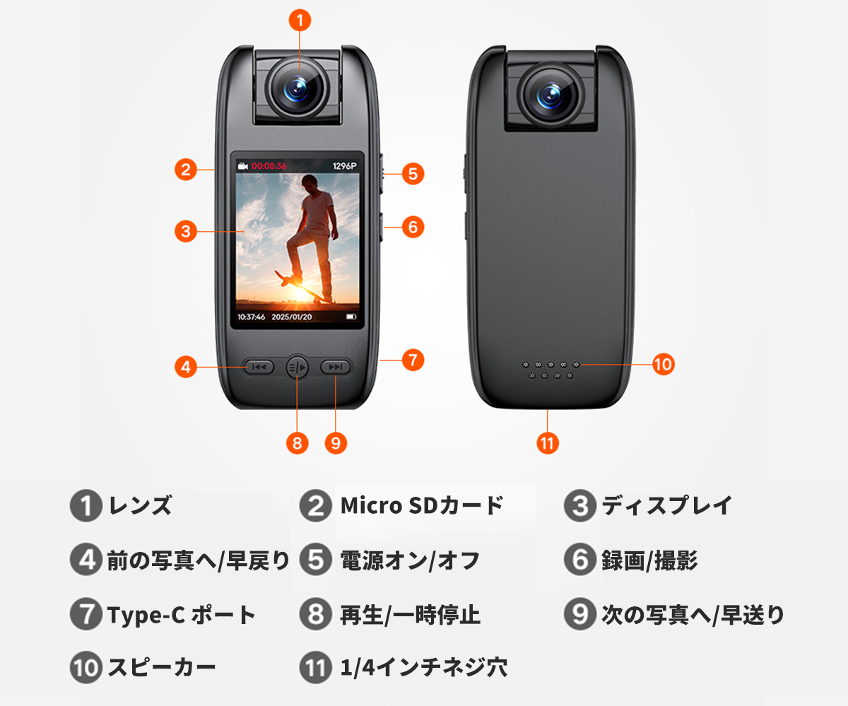 レンズが180°回転＆2Kに対応！自転車にも胸にも装着自在なアクション