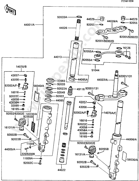 Front fork(1/2) for KAWASAKI ZX600-A4 1988 — IMPEX JAPAN