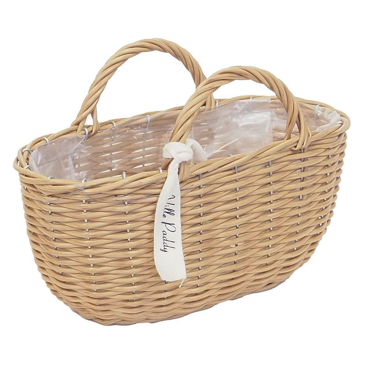 即日☆村田屋産業/PPラタンバスケット楕円型SNatural/3209 - 花材通販