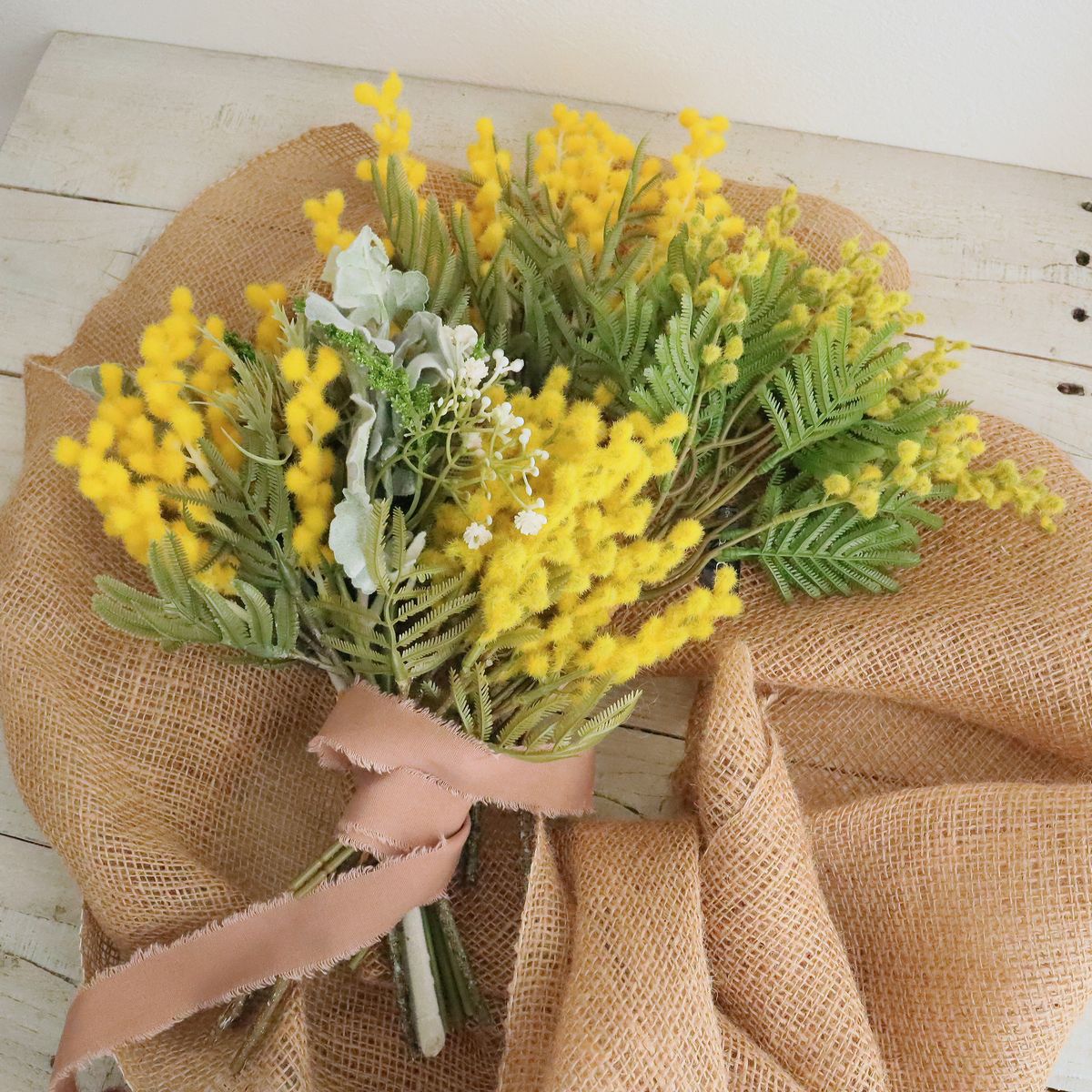 即日☆【造花】MAGIQ東京堂/エレノアミモザバンドル 3本 YELLOW