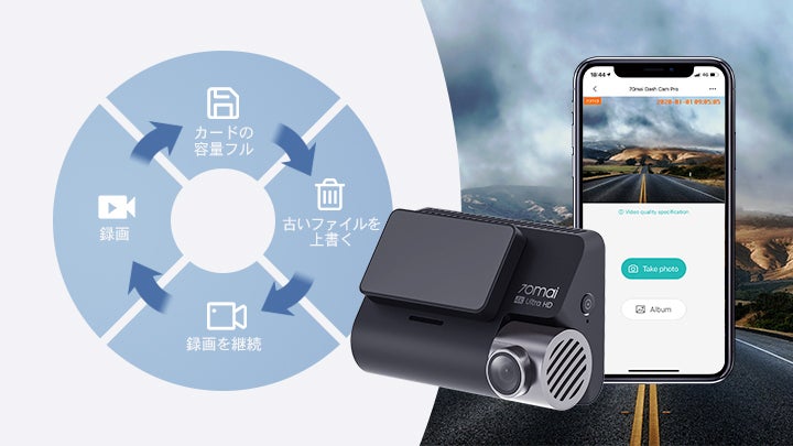 70mai A800:24時間監視可能なデュアルビジョン 4K ドライブレコーダ