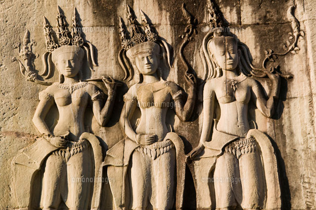 アンコールワット遺跡の彫刻[25041022935]の写真・イラスト素材