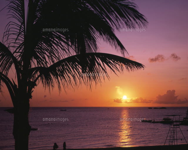 残波ビーチの夕日[25516025055]の写真・イラスト素材｜アマナイメージズ