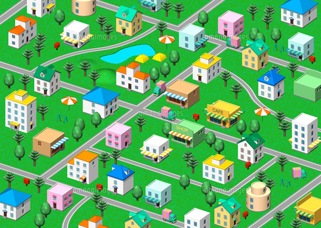 カラフルな街並み 俯瞰[20037005486]の写真・イラスト素材｜アマナ