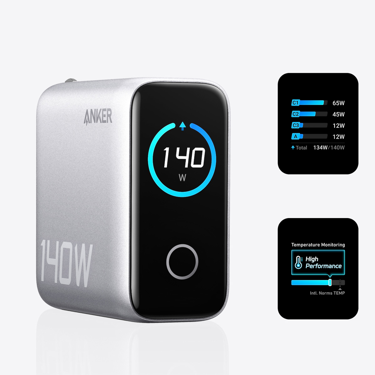 4ポート＆ディスプレイ搭載で最大出力140W！ Ankerの最新充電器が