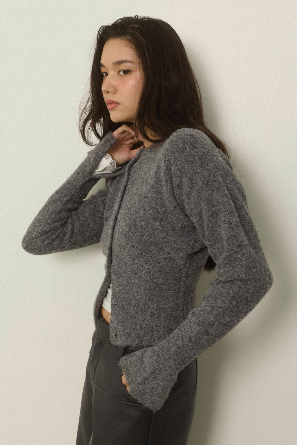 Button Knit Cropped Cardigan | ALEXIA STAM