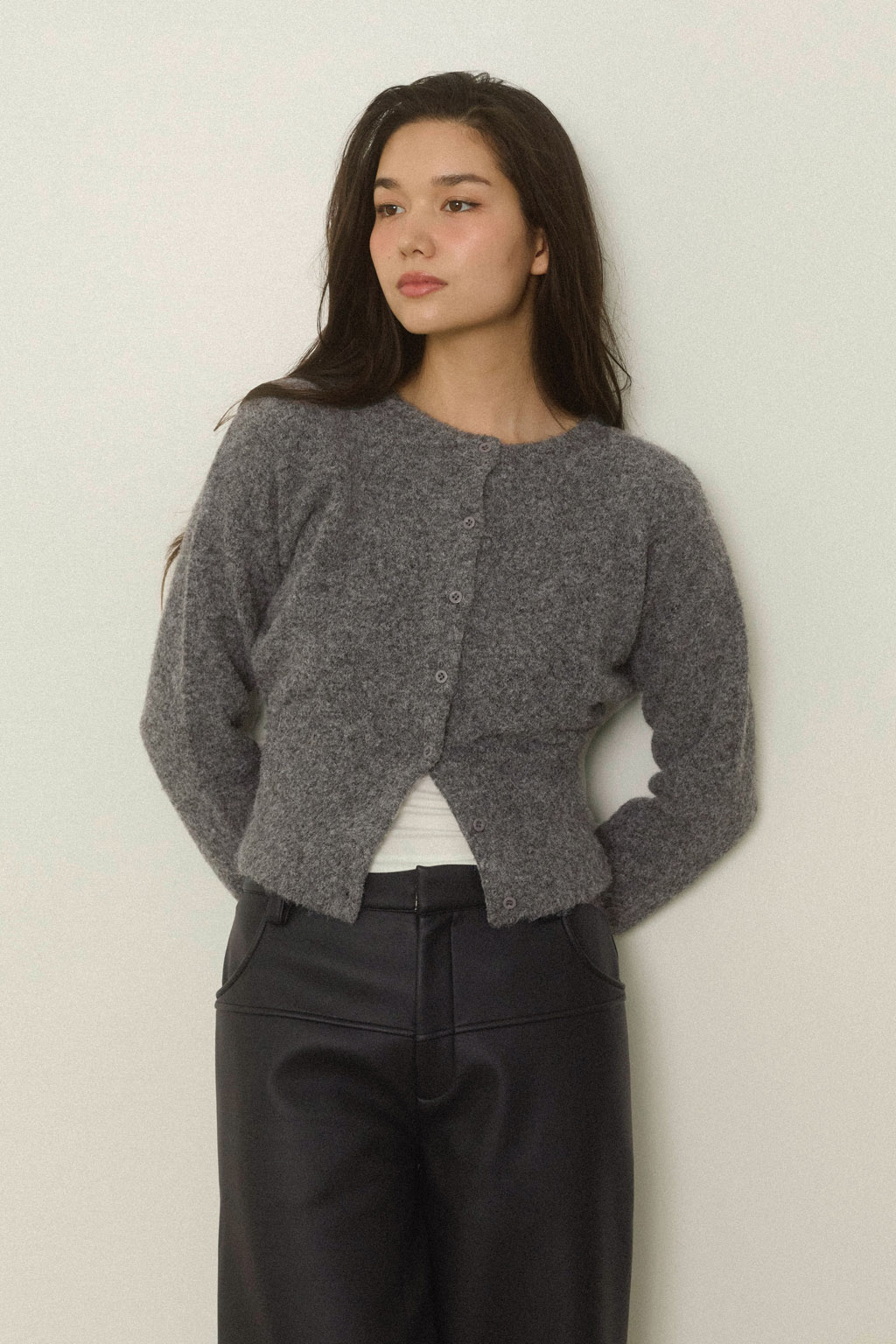 Button Knit Cropped Cardigan | ALEXIA STAM