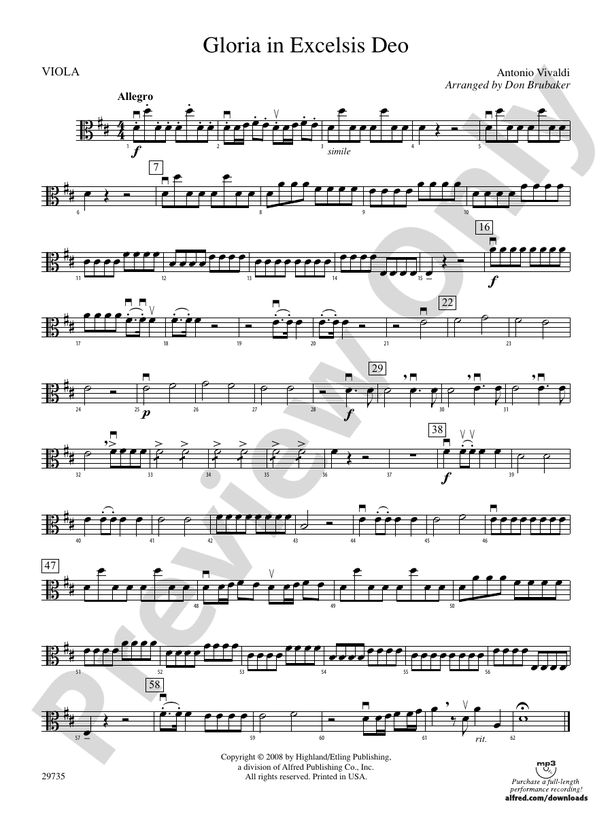 Gloria In Excelsis Deo: Viola: Viola Part - Digital Sheet Music