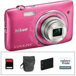 Nikon COOLPIX S3500 Digital Camera Deluxe Kit (Decorative Pink)