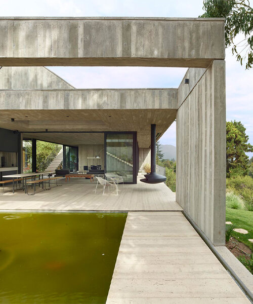 patio house' in chile meshes exposed concrete with travertine