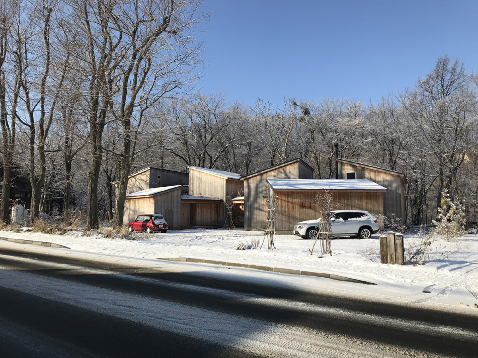 makoto suzuki's house in tokiwa comprises a series of timber cabins