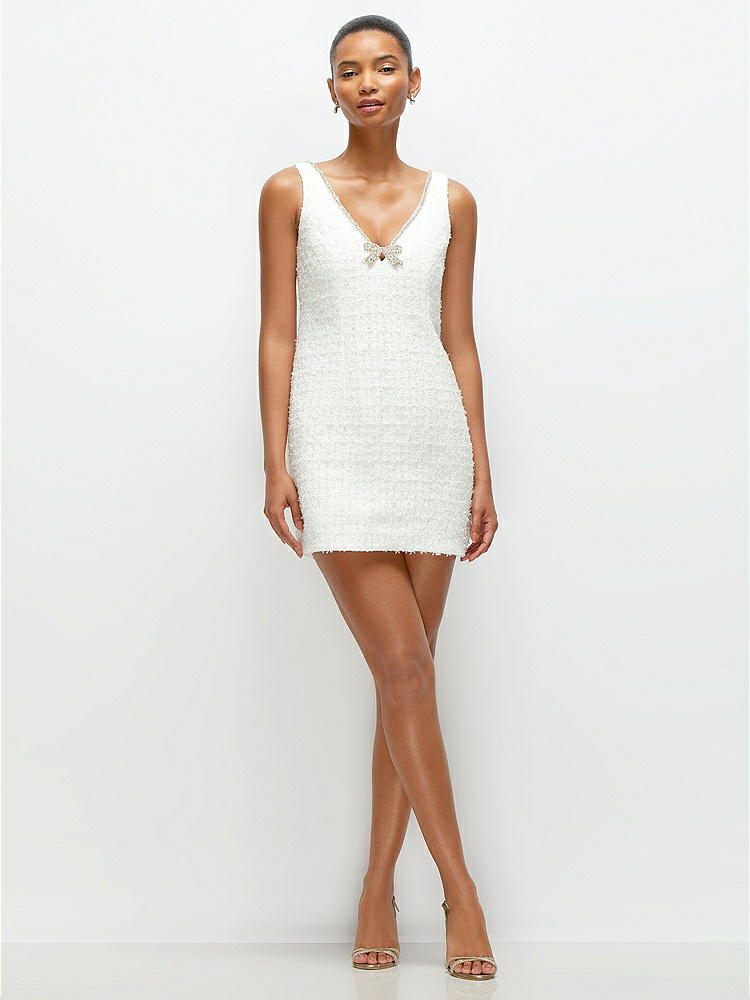 Luxe Bridal Tweed Mini Bridesmaid Dress With Sequin Flower Detail