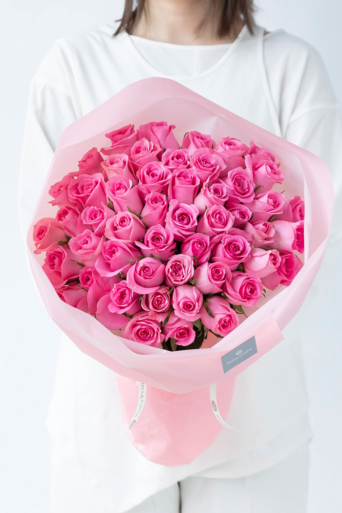 花束 ローズブーケ バラ 50本 #1132 size:120 PNK｜HanaPrime（ハナ