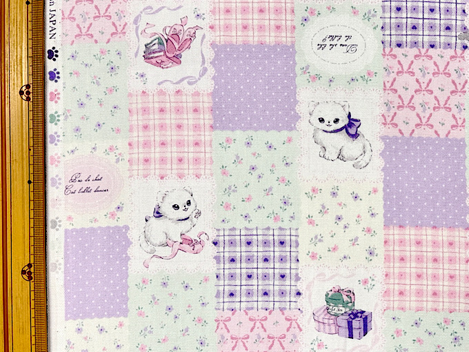 パッチワーク調ネコちゃんのオックスプリント | 大塚屋ネットショップ