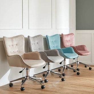 ベルベット調オフィスチェア(幅57cm) パソコンチェア 学習椅子