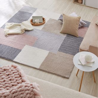 正方形シャギーラグ(185x185cm) 約2畳 洗えるくすみカラーのカーペット