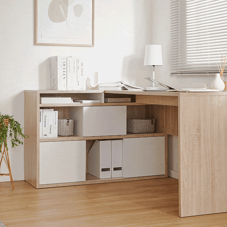 幅140] パソコンデスク コーナーデスク L字型 収納棚 ワークデスク