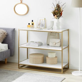 幅90] ディスプレイラック (3段) オープンシェルフ ゴールド脚 大理石