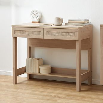 パソコンデスク 麻調 ナチュラル コンパクト 収納 [幅90] | 【公式