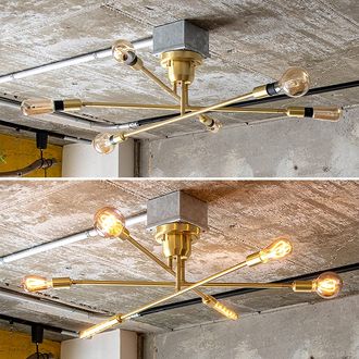 シーリングライト リモコン付き 回転 可動式ソケット LED電球対応 [6灯