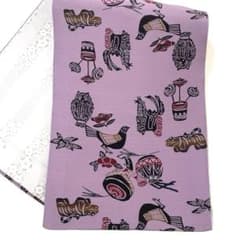 帯6529 ○高級正絹 型染 両面全通 リバーシブル 京袋帯 袋名古屋帯