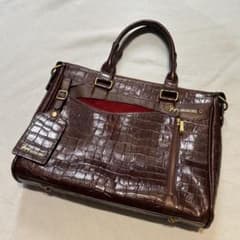 美品】サマンサキングズ ビジネスバッグ クロコ型押し A4収納可