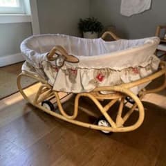 ❤️美品✨ 藤 ラタン ベビーベッド ゆりかご と 手持ちクーファンの