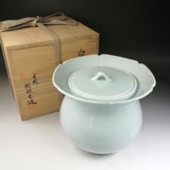 T674 水指 『白磁花水指』『宝林 趙誠主 造』 共箱 茶道具 - メルカリ