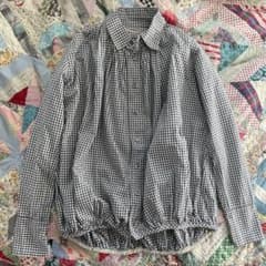 Kapital キャピタル ギンガムチェックタックシャツ 袖・裾花柄よごれ