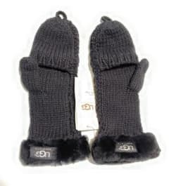 新品未使用】UGG ブラック ミトン手袋 ニット＆羊毛革 - メルカリ