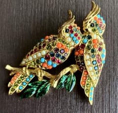 D'ORLANドーラン 鳥ブローチ カラーストーン ヴィンテージ