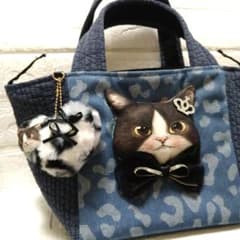 コヤンイサムチョン☆スクエアトートバッグ ヒョウ柄デニム
