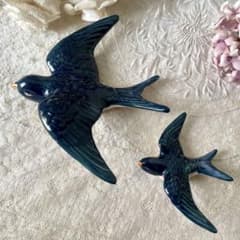 陶器ツバメのオブジェ2個セット① フランスアンティーク オーナメント