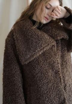 Acka layered collar boa coat ブラウン - メルカリ