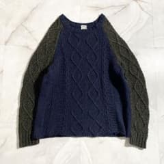 A18450 美品 SUNSEA ウールカシミヤ ラグラン切替ケーブルニット 2