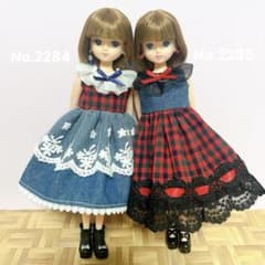 リカちゃんサイズハンドメイドワンピース&ピアスNo.2284・2285双子