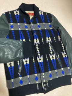 美品 indian Motocycle ネイティブ柄 レザースリーブ ジャケット