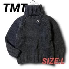L 定価49500円 TMT ウール100％ タートルネックニット セーター 黒