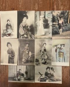 古写真 絵葉書 芸妓 戦前 印刷物 美人 手彩 着物 明治 - メルカリ