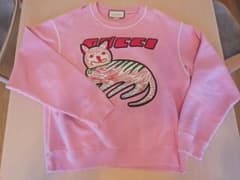 GUCCI 猫プリント スウェット Mサイズ ピンク - メルカリ