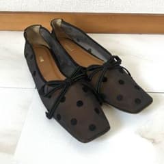 PIPICHIC AMBER ドットチュールスクエアトゥバレエシューズ 37 - メルカリ