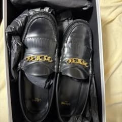 CELINE ルコ チェーン トリオン フロー レザーシューズ 39 エディ期