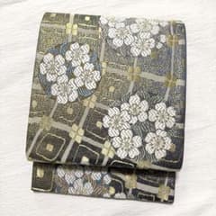 m263 西陣織 桜 花紋 六通 袋帯 正絹 - メルカリ