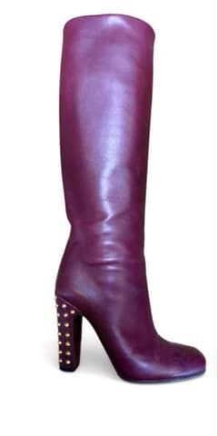 美品‼︎ GUCCI レザーロングブーツ スタッズ ヒール バーガンディ