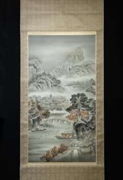 掛軸-1472 草風 寒山寺楓橋夜泊之図 大幅 共箱 中国風景 - メルカリ