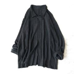 030 ヨーガンレール シルク コットン ツイード ニット カーディガン 黒