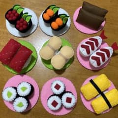 フェルトままごと お寿司セット ハンドメイド 布おもちゃ お店屋さん