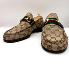 GUCCI ベージュ・ブラウン ドレスシューズ GG シェリー ビットホース