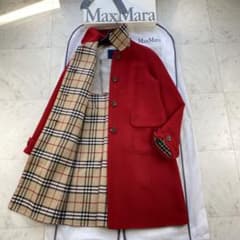 カシミヤ混◎バーバリーロンドン ダブルフェイス コート 赤 レッド